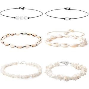 6 shell necklace vintage boho summer